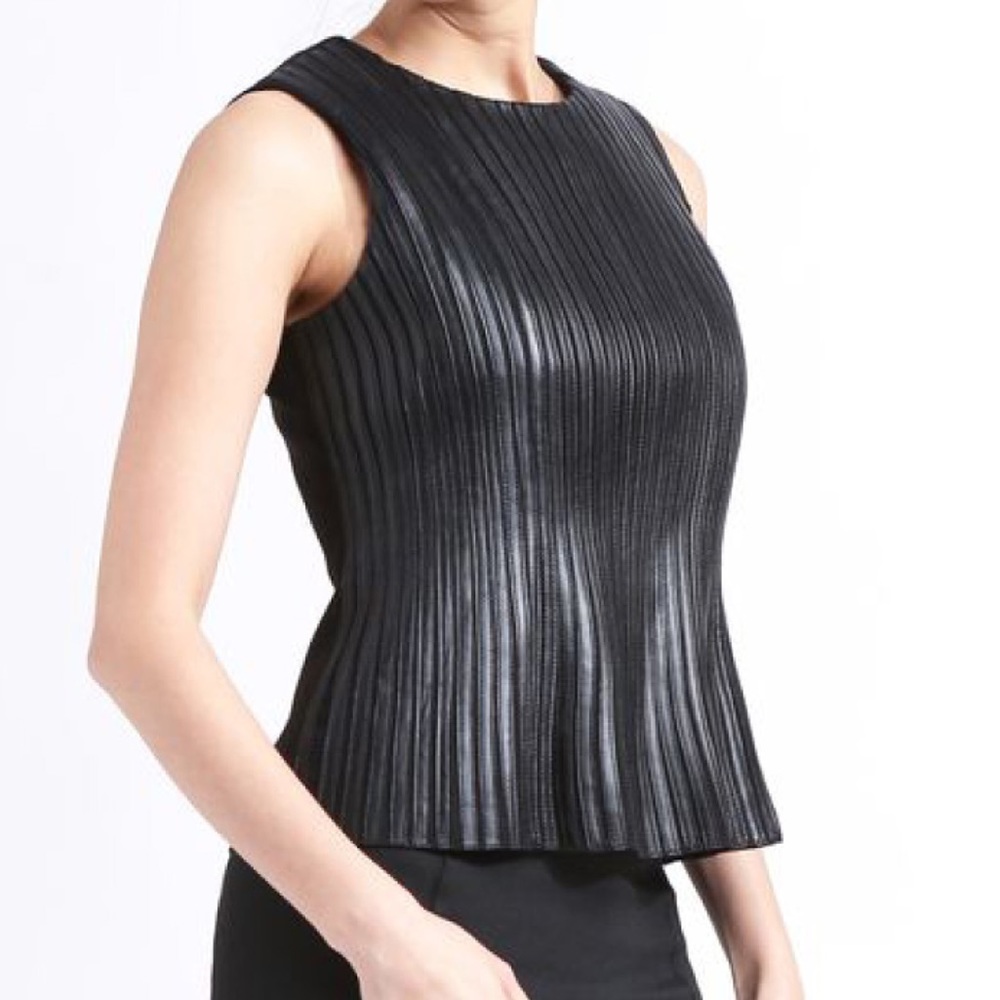 Genuine Leather shirt sleeveless top shell